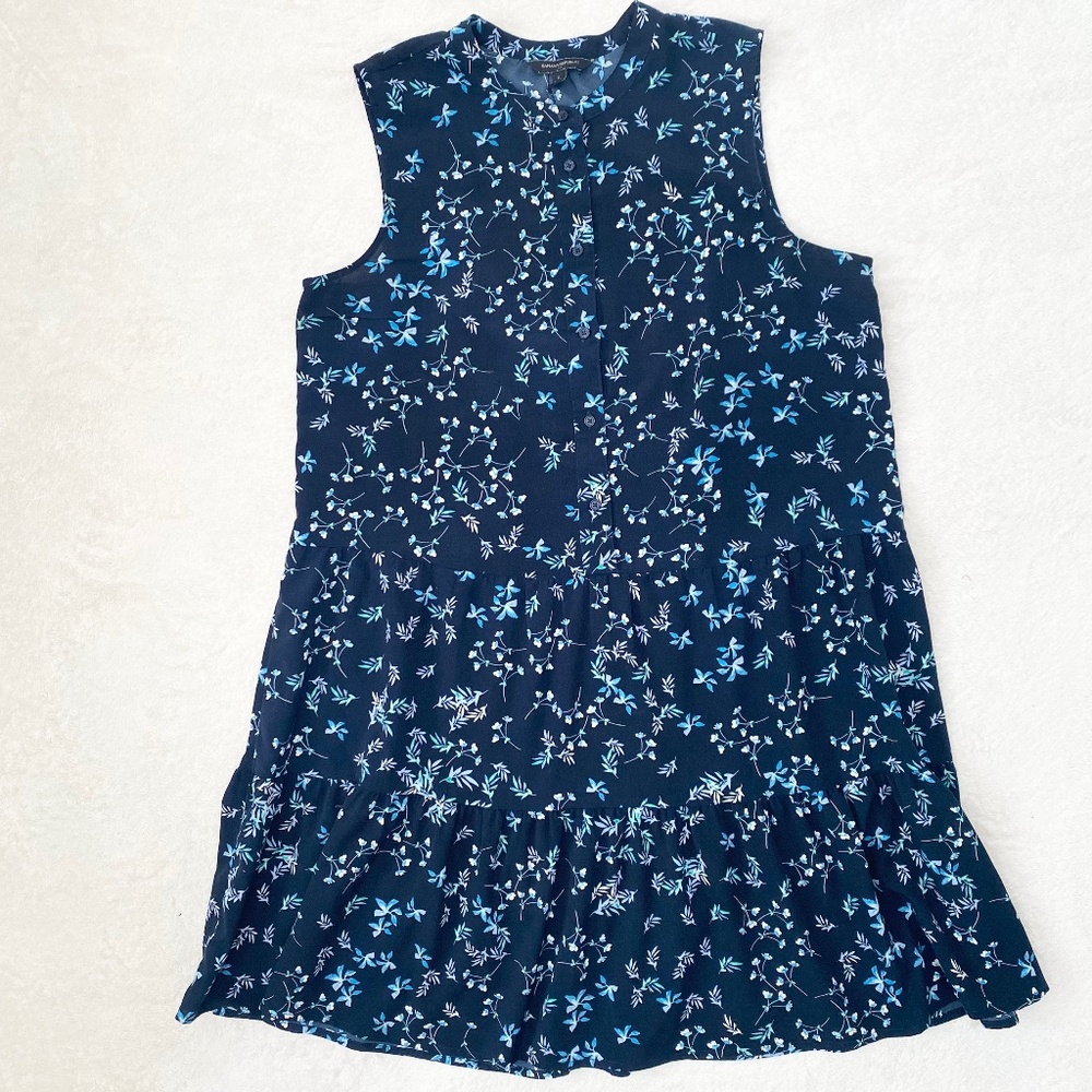 Banana‎ Republic Navy-Blue Sleeveless Floral Dress Size L